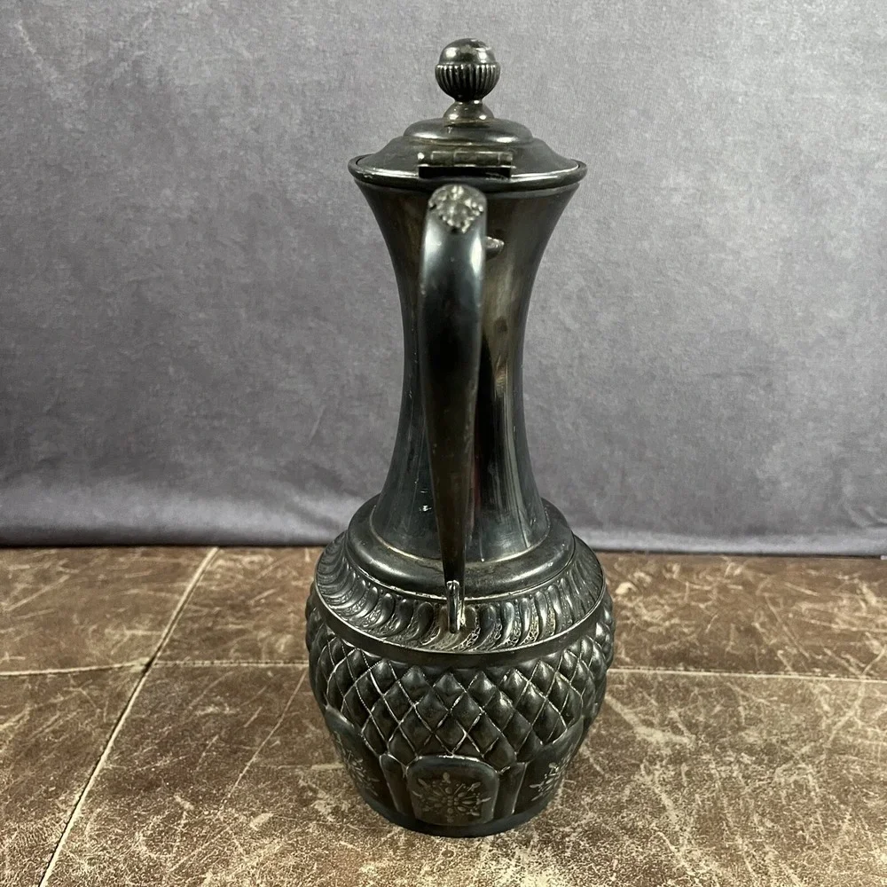 Barbour Bros Co Coffee Pot Antique Silver Plate Black Tarnish Ornate Victorian